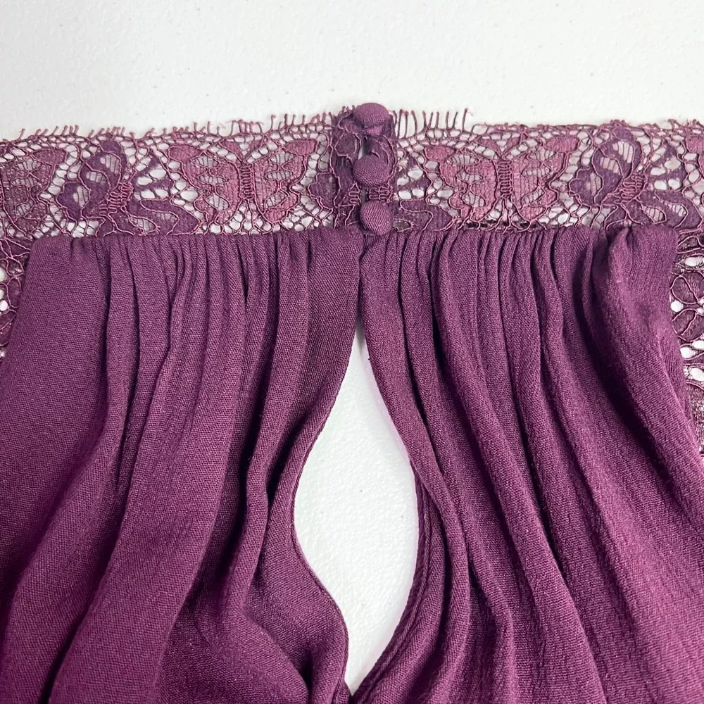 Free People Flutter By Lace Blouse Purple Small